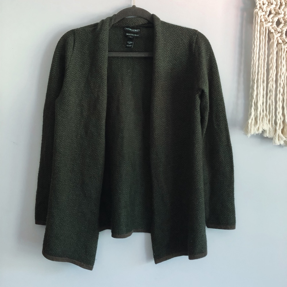 Cynthia Rowley Forest Green & Brown Cardigan-S